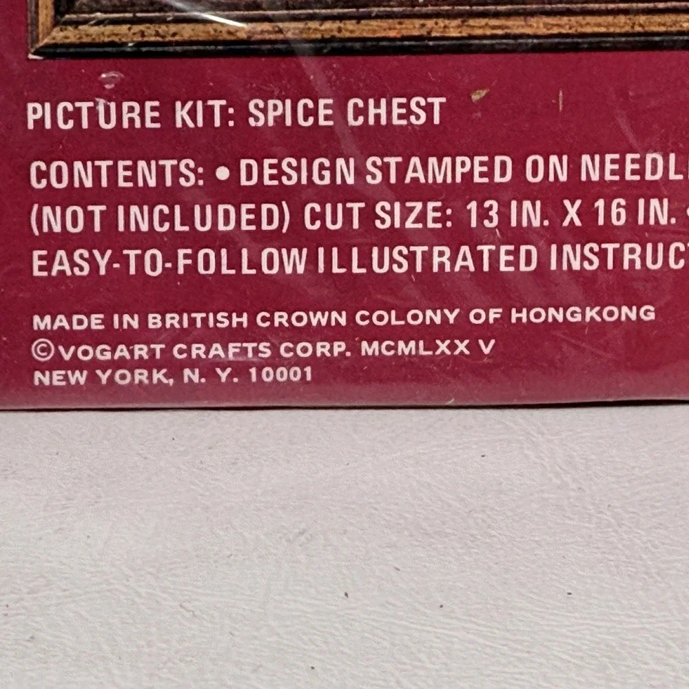 Crewel Embroidery 1975 Spice Chest 2123 Kit 13x16 Colonial‎ Country Farmhouse